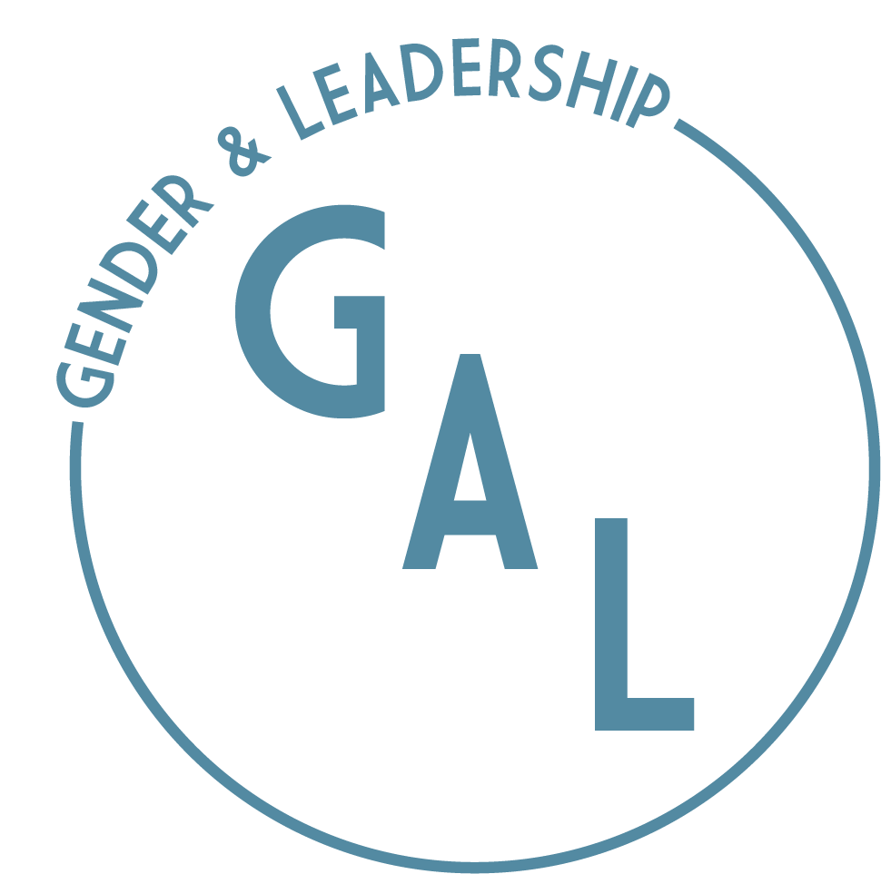 Circular logo with "Gender & Leadership" in arc of circle and initials "GAL" in center of circle